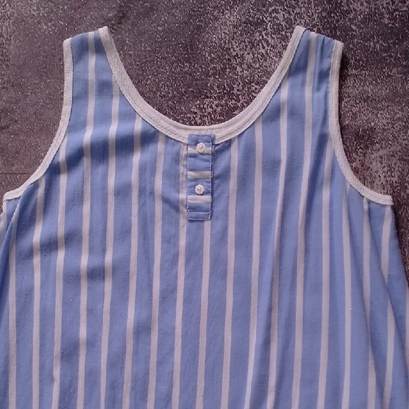 Vintage 90s Blue and White Striped Sleeveless Dress SHIRLEY K - Picture 7 of 8
